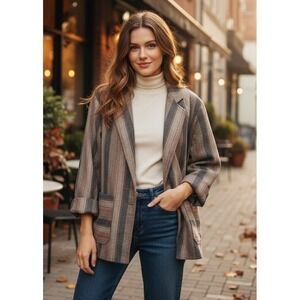 Mallards Point Wool Blend Striped Jacket Vintage Pockets Western Womens Size 1X